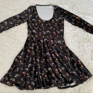 BLACKMILK WILD FIELDS VELVET LS SKATER DRESS